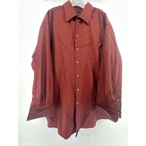 Claiborne Mens XXL Red Geometric Wrinkle Free Cotton Button Down Shirt 18-34/35